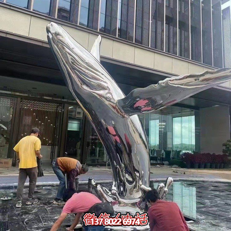 大型不銹鋼鏤空魚類擺件，為戶外水景商場售樓部裝飾