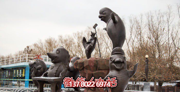 不銹鋼海豚雕塑，個性創意花園裝飾