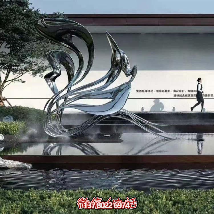 大型不銹鋼抽象雕塑，現(xiàn)代水景景觀創(chuàng)意裝飾
