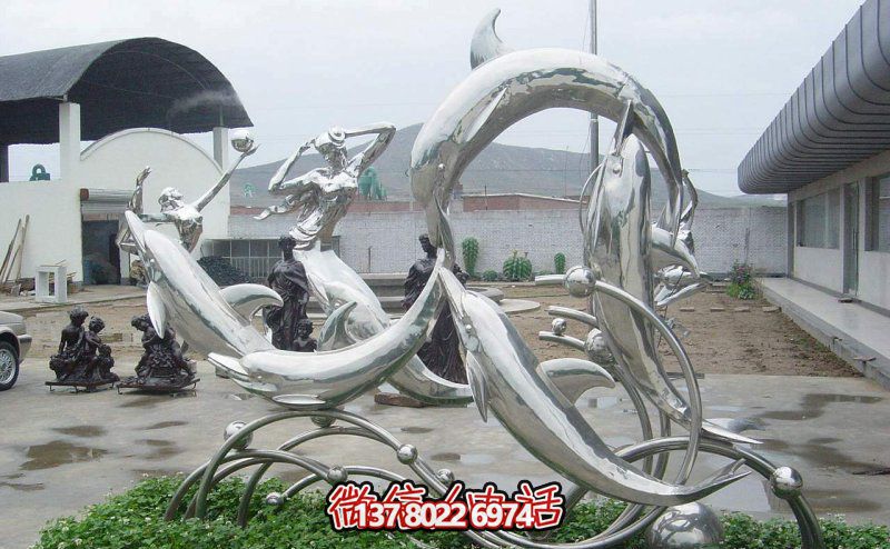 一群活躍海豚，為游樂園帶來更多樂趣——不銹鋼海豚雕塑