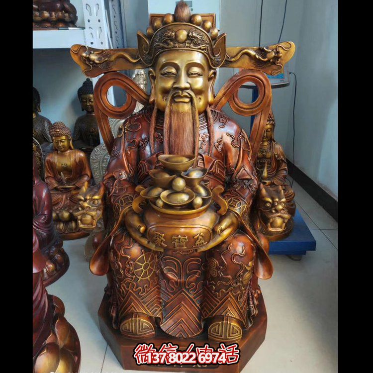 家用純銅鍛造財神爺雕塑——財源滾滾，祝福財運永久
