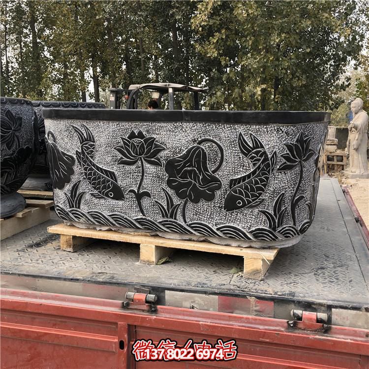 精美青石雕刻橢圓花盆，打造完美庭院戶外環境