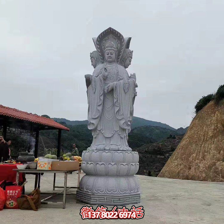 現(xiàn)代藝術石雕觀音雕塑，融入園林景觀的瑰麗大理石家園
