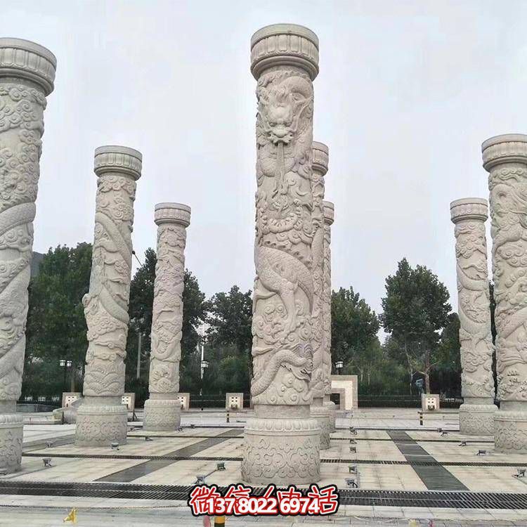 石雕建筑廣場(chǎng)文化柱花崗巖石龍柱雕塑